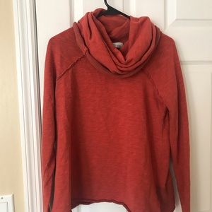 Free People orange cowl neck, long sleeve